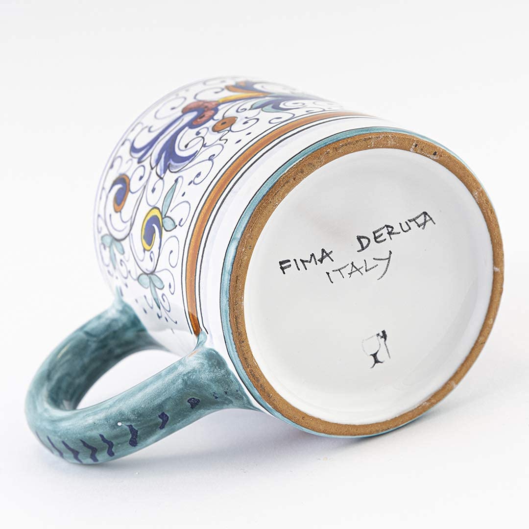 Italian Ceramic Mug Ricco Deruta Blu - Hand Made Pottery Coffee Mugs, Deruta Italian Pottery, Painted Mug, Italian Ceramic, Made in Italy, Painted Coffee Mug, Mugs Handmade