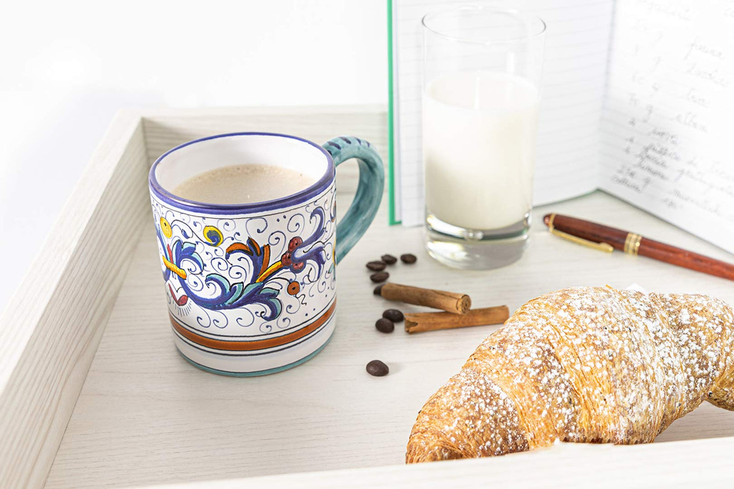 Italian Ceramic Mug Ricco Deruta Blu - Hand Made Pottery Coffee Mugs, Deruta Italian Pottery, Painted Mug, Italian Ceramic, Made in Italy, Painted Coffee Mug, Mugs Handmade