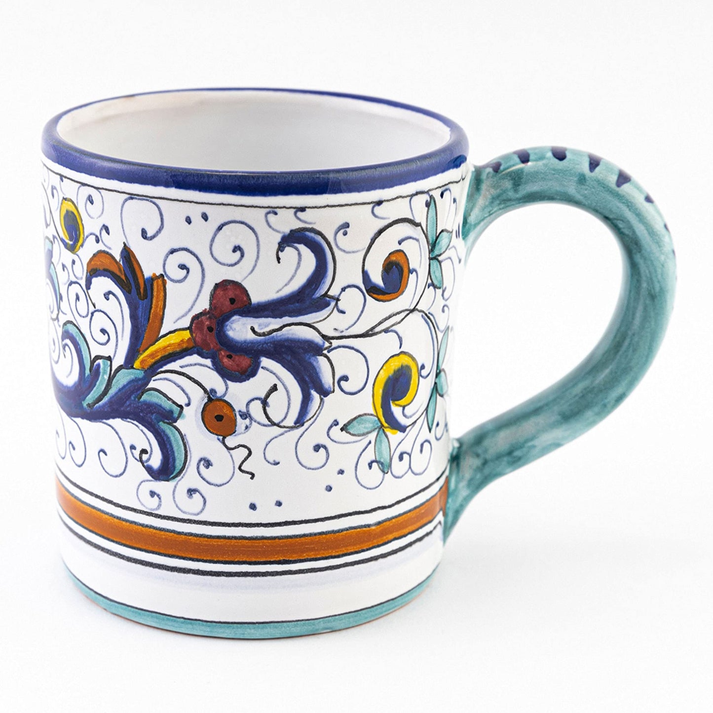 Italian Ceramic Mug Ricco Deruta Blu - Hand Made Pottery Coffee Mugs, Deruta Italian Pottery, Painted Mug, Italian Ceramic, Made in Italy, Painted Coffee Mug, Mugs Handmade