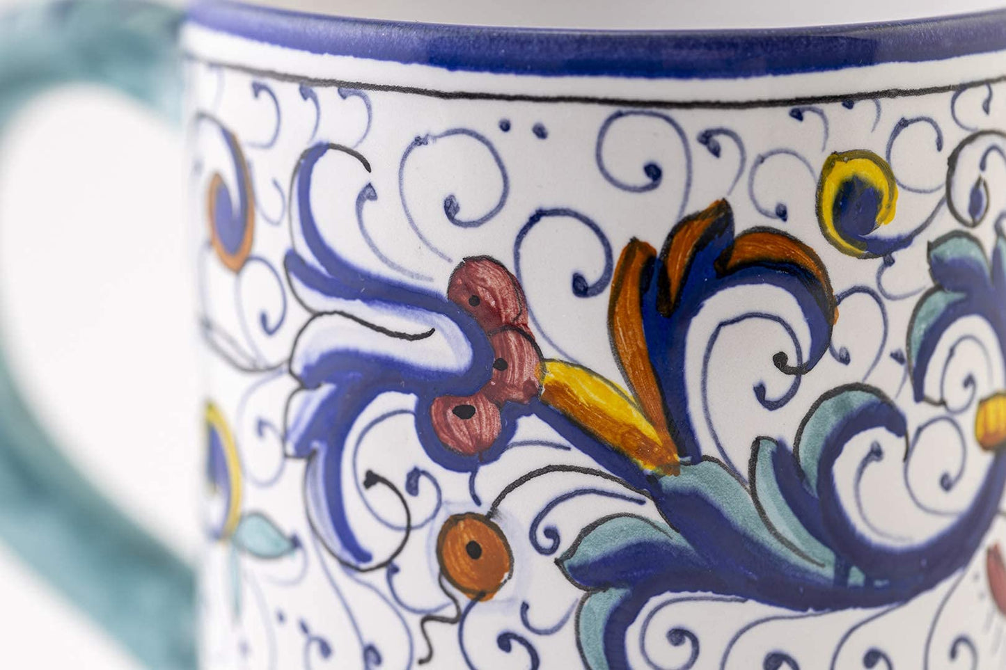 Italian Ceramic Mug Ricco Deruta Blu - Hand Made Pottery Coffee Mugs, Deruta Italian Pottery, Painted Mug, Italian Ceramic, Made in Italy, Painted Coffee Mug, Mugs Handmade